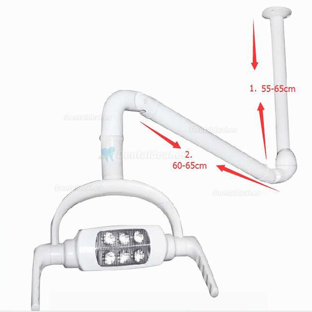 8W Lámpara de luz dental oral Lámpara de operación Lente de 6 LED Tipo de montaje en techo con brazo